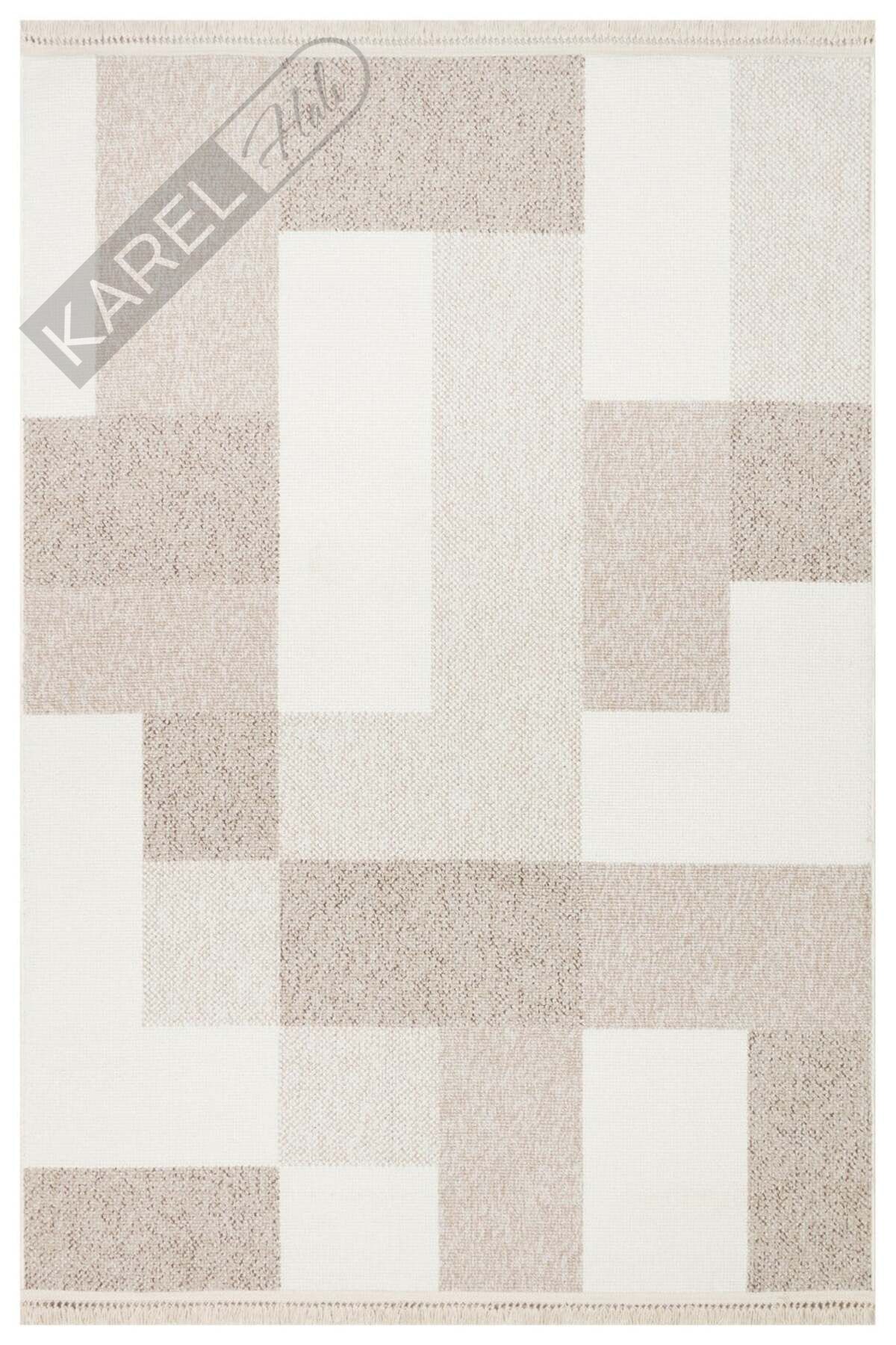 OSLO OSL 07 BEIGE Hav Vermeyen İpler ile Üretilen Yumuşak Tuşeli Örgü Dokuma Modern Makine Halısı