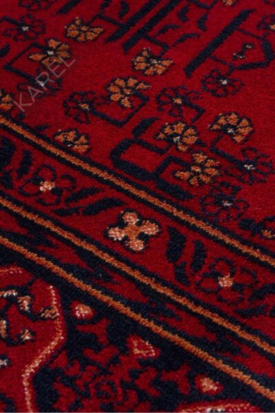 HERAT HER 04 RED Afgan Desenli Viskon Sıkı Dokuma Kaymaz Tabanlı İnce Makine Halısı