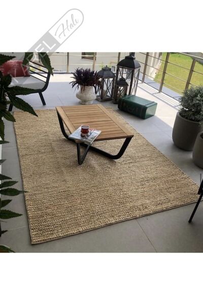 Choti Jüt Choti Cream Jüt Ile Üretilen El Dokuma Sisal Kilim.