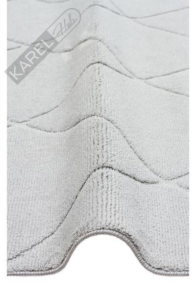 MISSORI MSR 03 GREY Hav Toz Vermez Sade Desenli Yumuşak Dokulu Modern Makine Halısı