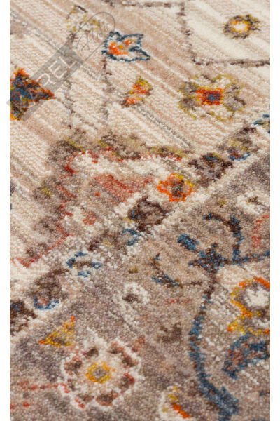 PIETRA PTA 01 CREAM GREY  Sıcak Renk Tonlu Etnik Desenli Yumuşak Dokulu Makine Halısı