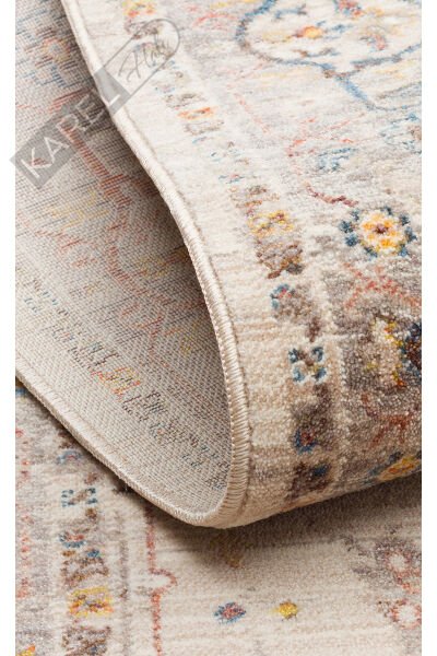 PIETRA PTA 01 CREAM GREY  Sıcak Renk Tonlu Etnik Desenli Yumuşak Dokulu Makine Halısı
