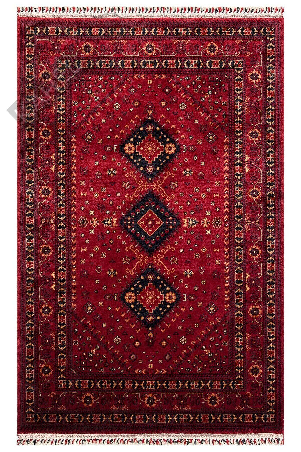 NOSTALJI 961 RED Afgan / Yağcıbedir Desenli El Emeği ile Özel Tezgahlarda Üretilen Tensel Uşak Halı