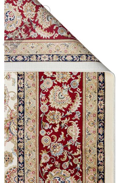 ISFAHAN ISF 03 CREAM RED Klasik Desenli Yüksek Kalite Sık Dokuma Makine Halısı