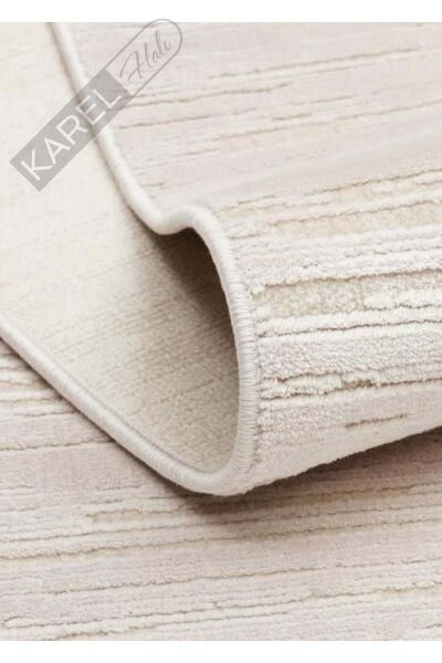 SIERRA SR 01 BEIGE WHITE Yüksek Alçak Oyma Dokuya Sahip Sık Dokuma Modern Salon Halısı