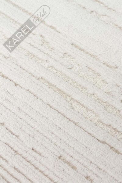 SIERRA SR 01 BEIGE WHITE Yüksek Alçak Oyma Dokuya Sahip Sık Dokuma Modern Salon Halısı