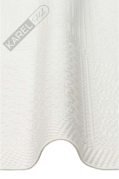 MONO LUX MNO LUX 02 WHITE Kaymaz Tabanlı Modern Desenlere Sahip İnce Halı