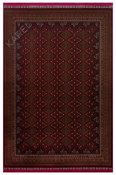 SATEEN AFGHAN SFG 01 RED Yıkanabilir Afgan Desenli Hav Toz Vermeyen Kaymaz Tabanlı Sık Dokuma Halı