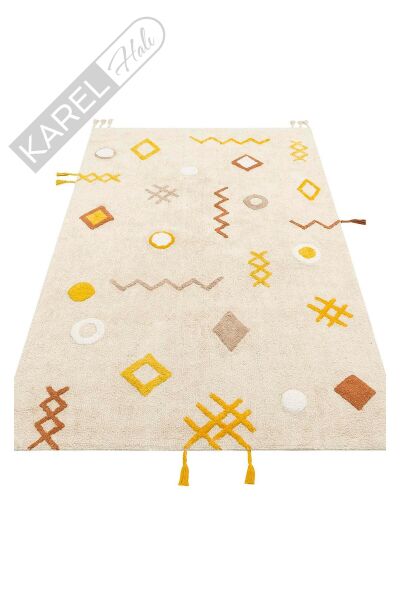 COTTON BOON XXW CBN 12 MULTY XXW Yıkanabilir Kaymaz Tabanlı Naturel Pamuk Bebek Halısı