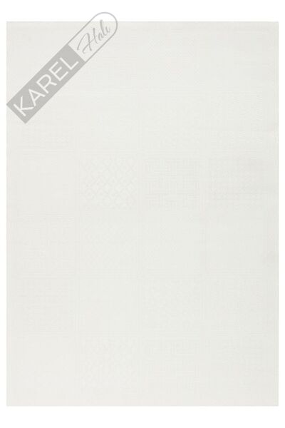 MONO LUX MNO LUX 02 WHITE Kaymaz Tabanlı Modern Desenlere Sahip İnce Halı