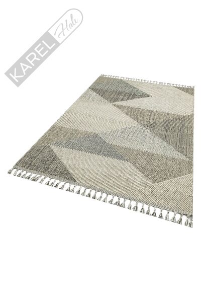 Soho Sh 08 Grey Multy Hav Vermeyen Özel Ipler Ile Üretilen Etnik Örgü Desenlere Sahip Makine Halısı