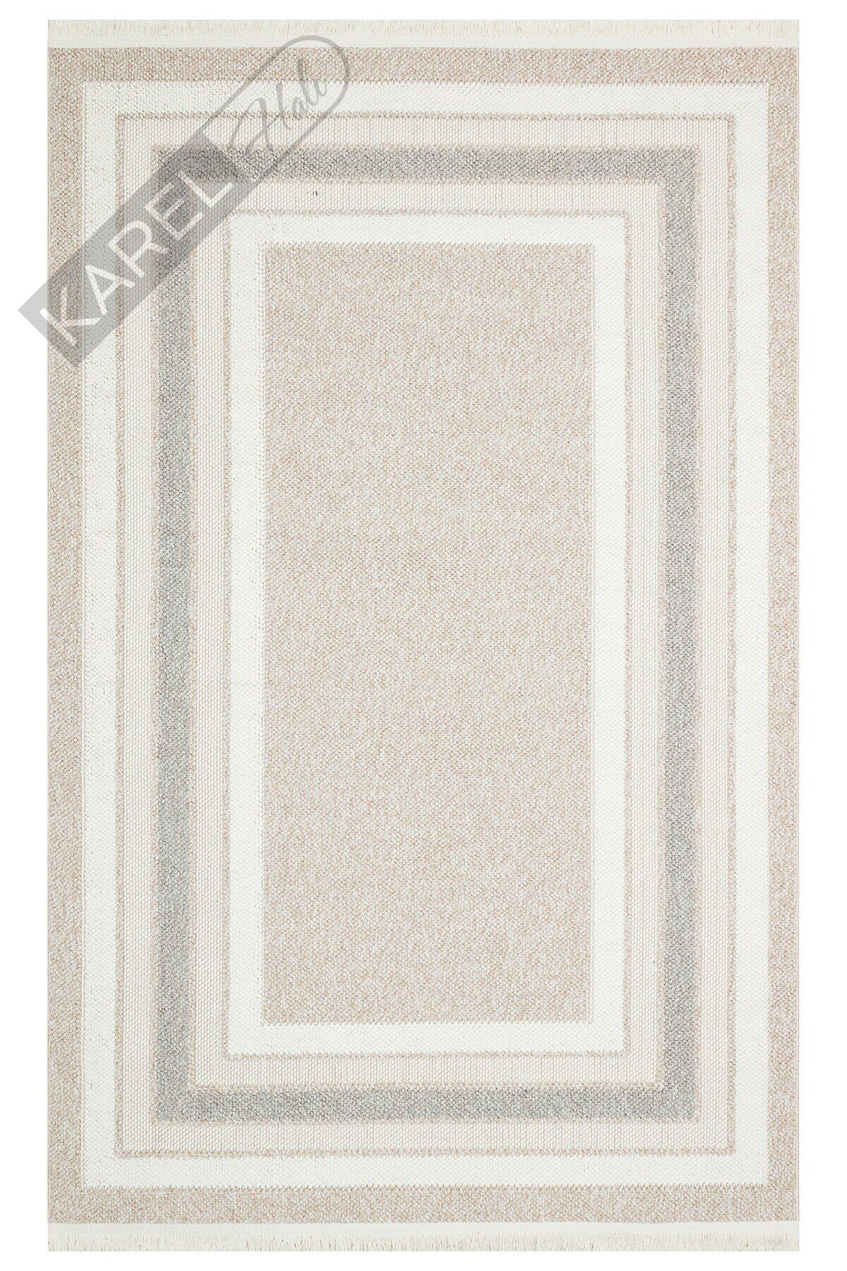 MOTTO MOT 04 BEIGE GREY Yumuşak Tuşeli Örgü Dokuma Modern Makine Halısı