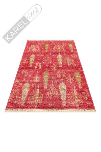 Zara Zr 08 Red Autumn Otantik Desenli El Emeği Ile Özel Tezgahlarda Üretilen Modern Uşak Halısı