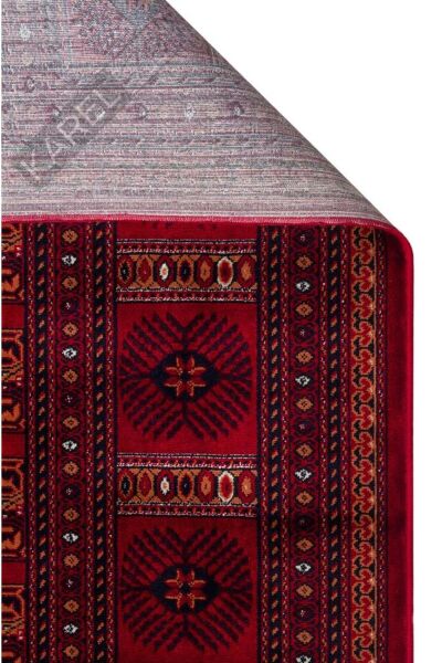 HERAT HER 03 RED Afgan Desenli Viskon Sıkı Dokuma Kaymaz Tabanlı İnce Makine Halısı