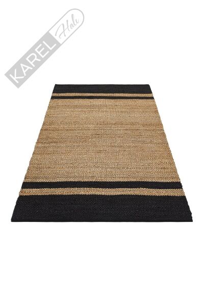 ECHO ECH 07 NATURAL BLACK  El Dokuma Naturel Jüt Hasır Halı