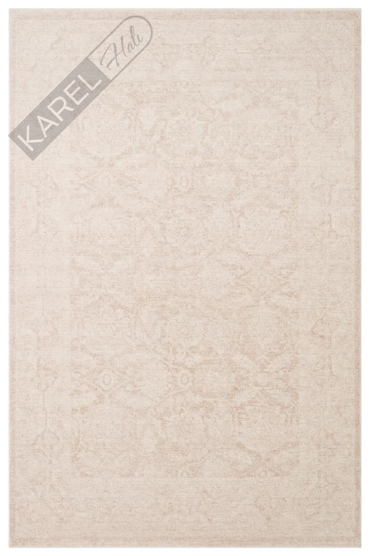 SHIRAZ SHR 01 CREAM Vintage Eskitme Desenli Modern Yumuşak Dokulu Makine Halısı