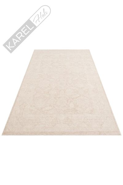 SHIRAZ SHR 01 CREAM Vintage Eskitme Desenli Modern Yumuşak Dokulu Makine Halısı