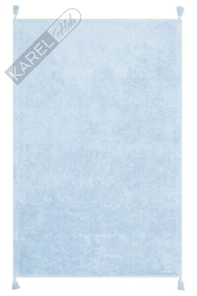 COTTON BOON CBN PLAIN BLUE Yıkanabilir Kaymaz Tabanlı Naturel Pamuk Bebek Halısı
