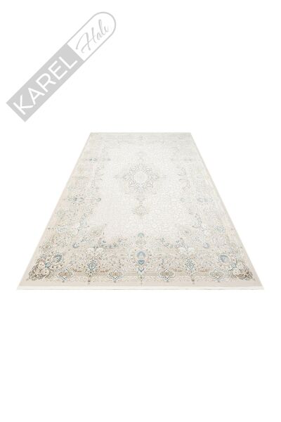 PALMIRA PLM 01 CREAM BLUE Yüksek Kaliteli Sık Dokuma Modern Salon Halısı