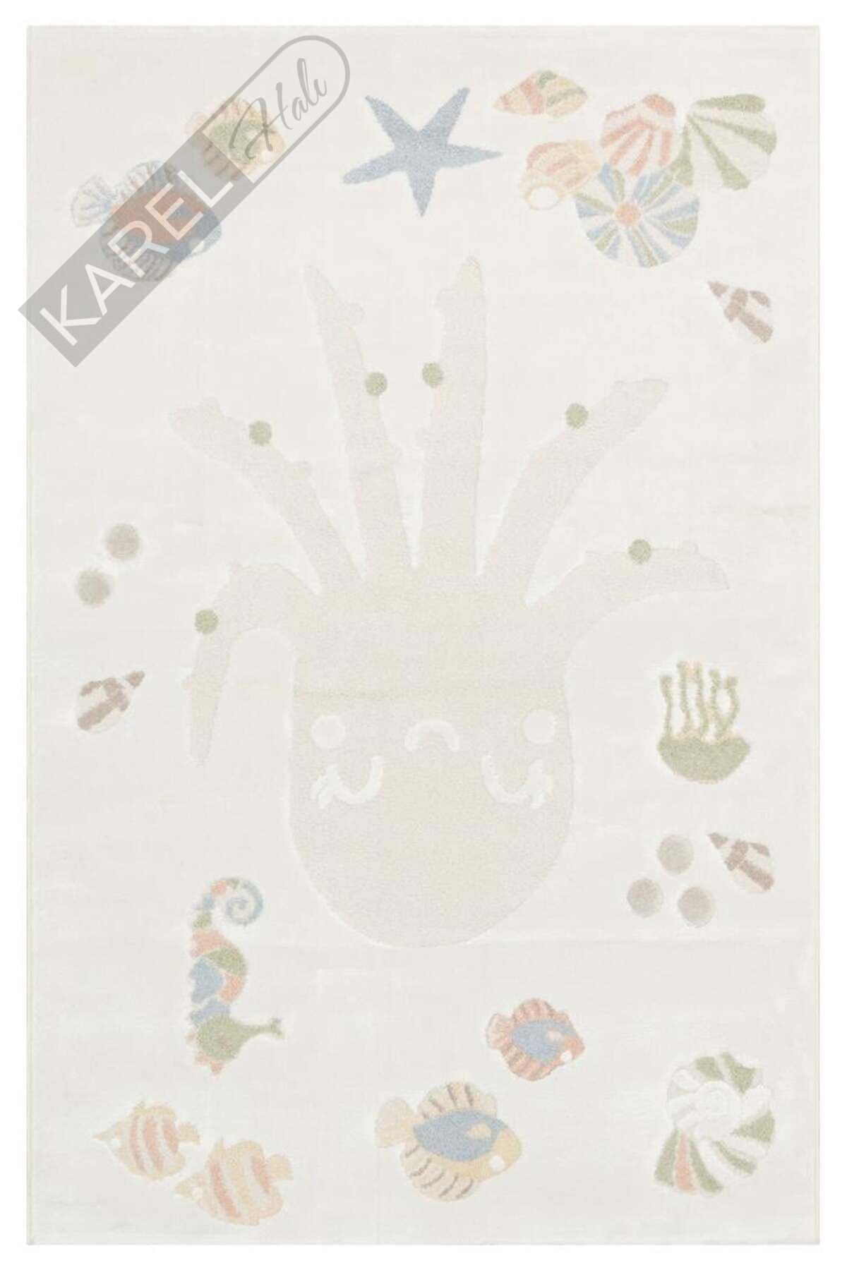 BAMBINO BMB 01 CREAM MULTY Pastel Renkli Hav ve Toz Vermeyen Çocuk Halısı