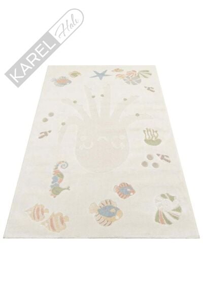 BAMBINO BMB 01 CREAM MULTY Pastel Renkli Hav ve Toz Vermeyen Çocuk Halısı