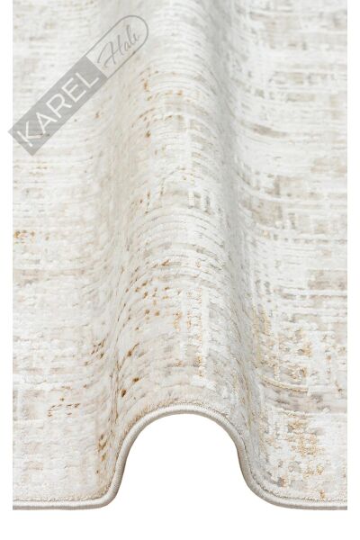 ROMA RM 03 CREAM BEIGE  Viskon ve Polyester ile Üretilen Şık Salon Halısı