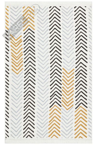 ARYA AR 19 WHITE BLACK Yıkanabilir Çift Taraflı Modern Desenli Dokuma Kilim
