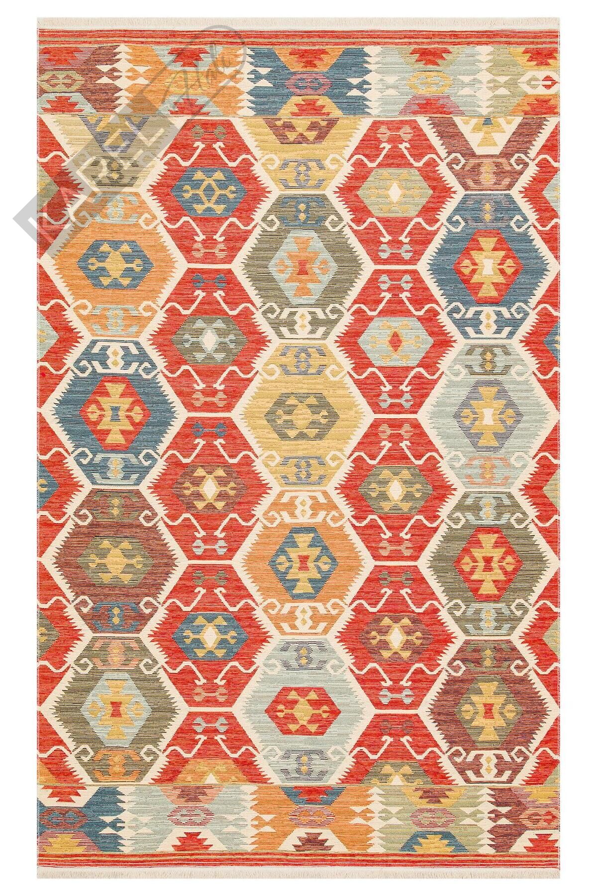 NOMAD NMD 06 RED Yıkanabilir, Çift Taraflı Kullanıma Uygun Yumuşak Tuşeli Otantik Kilim