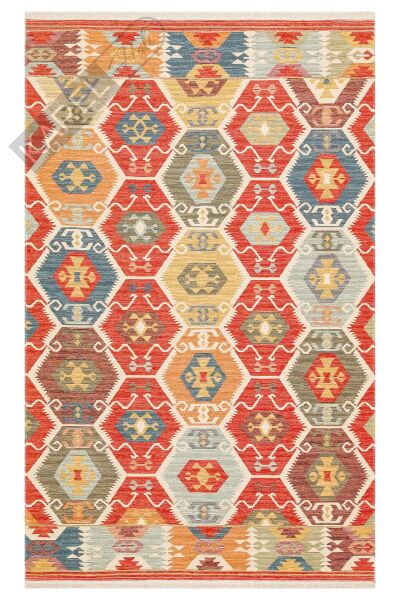 NOMAD NMD 06 RED Yıkanabilir, Çift Taraflı Kullanıma Uygun Yumuşak Tuşeli Otantik Kilim