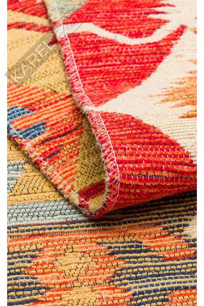 NOMAD NMD 06 RED Yıkanabilir, Çift Taraflı Kullanıma Uygun Yumuşak Tuşeli Otantik Kilim