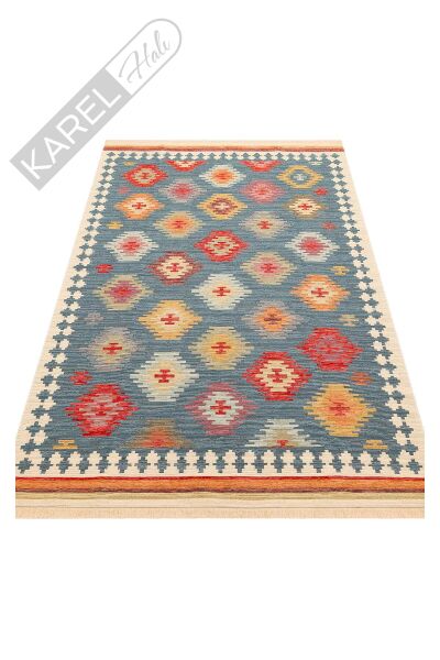 NOMAD NMD 04 NAVY Yıkanabilir, Çift Taraflı Kullanıma Uygun Yumuşak Tuşeli Otantik Kilim