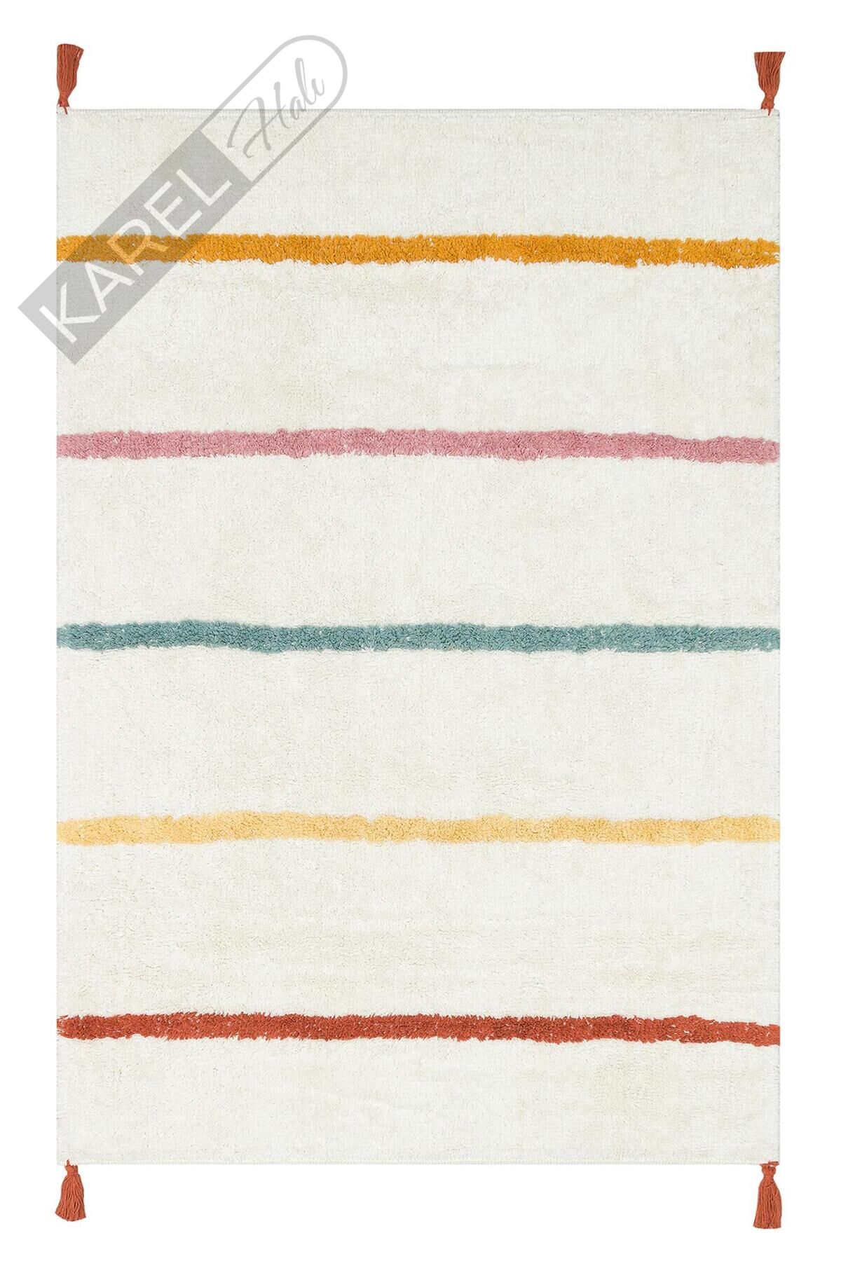 COTTON BOON XW CBN 01 MULTY XW Yıkanabilir Kaymaz Tabanlı Naturel Pamuk Bebek Halısı