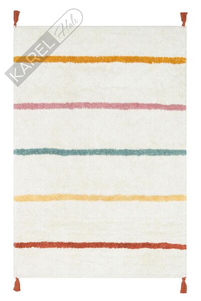 COTTON BOON XW CBN 01 MULTY XW Yıkanabilir Kaymaz Tabanlı Naturel Pamuk Bebek Halısı