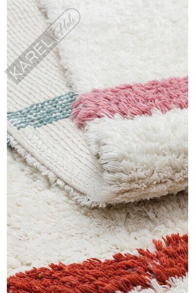 COTTON BOON XW CBN 01 MULTY XW Yıkanabilir Kaymaz Tabanlı Naturel Pamuk Bebek Halısı