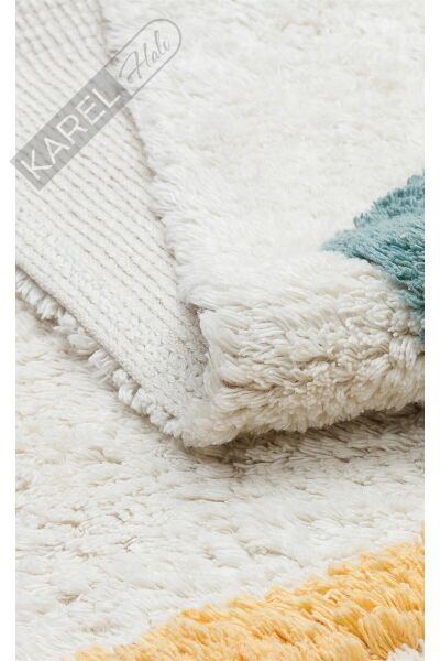 COTTON BOON XW CBN 02 MULTY XW Yıkanabilir Kaymaz Tabanlı Naturel Pamuk Bebek Halısı