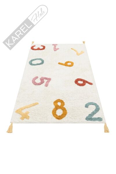COTTON BOON XW CBN 02 MULTY XW Yıkanabilir Kaymaz Tabanlı Naturel Pamuk Bebek Halısı