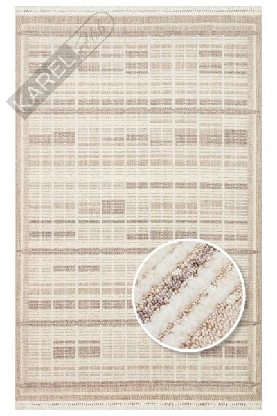 JOY JOY 04 BEIGE GREY  Hav Toz Vermeyen Yumuşak dokulu Modern Makine Halısı