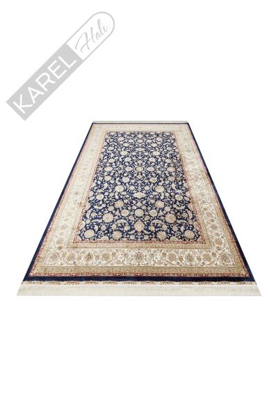 ISFAHAN ISF 03 NAVY CREAM Klasik Desenli Yüksek Kalite Sık Dokuma Makine Halısı