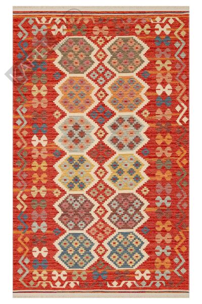 NOMAD NMD 03 RED Yıkanabilir, Çift Taraflı Kullanıma Uygun Yumuşak Tuşeli Otantik Kilim
