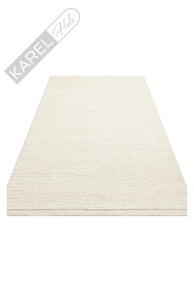 Jade Jd 07 Whıte Naturel Kazak Örgü Desenli El Dokuma Örgü Halı