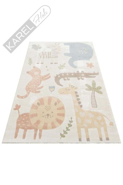 BAMBINO BMB 06 CREAM MULTY Pastel Renkli Hav ve Toz Vermeyen Çocuk Halısı