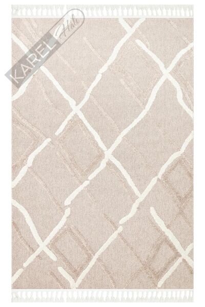TERAZZO TRZ 03 BEIGE WHITE Hav Toz Vermez Yumuşak Dokulu Etnik Örgü Desenlere Sahip Modern İskindin