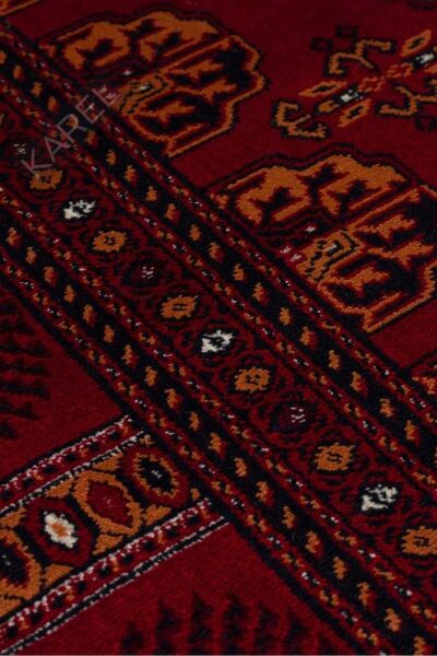 HERAT HER 03 RED Afgan Desenli Viskon Sıkı Dokuma Kaymaz Tabanlı İnce Makine Halısı