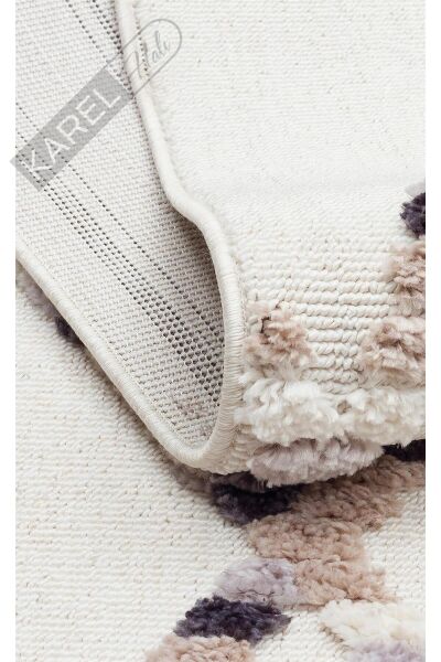 TERAZZO TRZ 04 WHITE BEIGE Hav Toz Vermez Yumuşak Dokulu Etnik Örgü Desenlere Sahip Modern İskindin