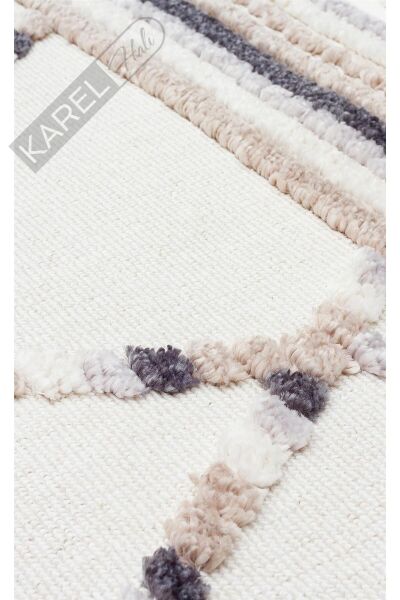 TERAZZO TRZ 04 WHITE BEIGE Hav Toz Vermez Yumuşak Dokulu Etnik Örgü Desenlere Sahip Modern İskindin