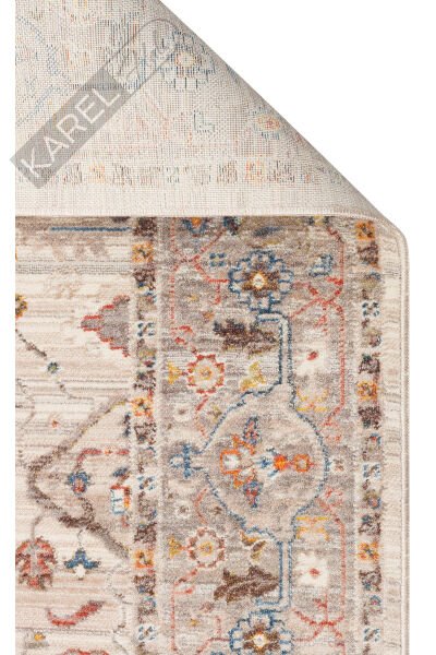 PIETRA PTA 01 CREAM GREY  Sıcak Renk Tonlu Etnik Desenli Yumuşak Dokulu Makine Halısı
