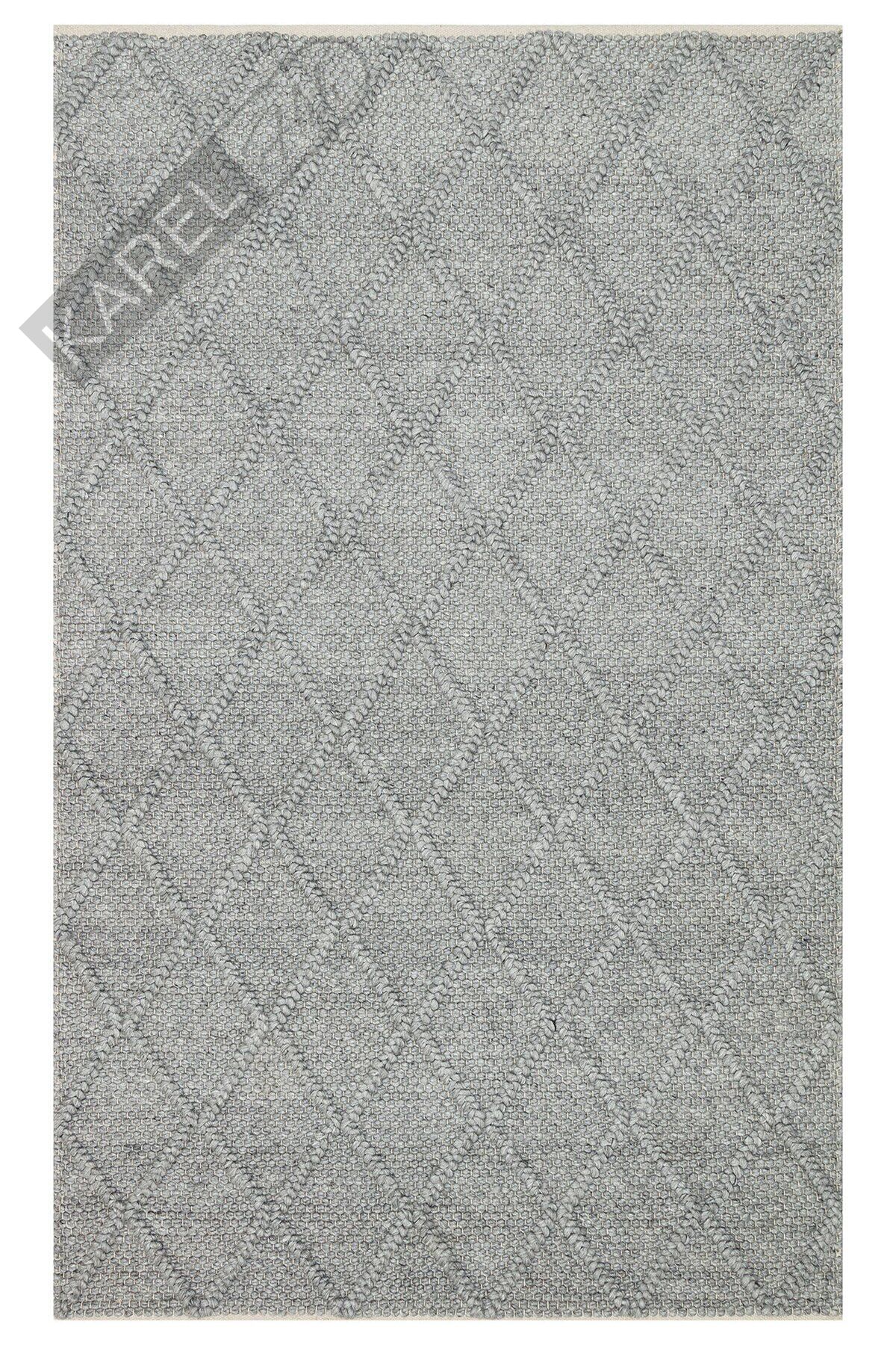 Jade Dıamond Grey Naturel Kazak Örgü Desenli El Dokuma Örgü Halı