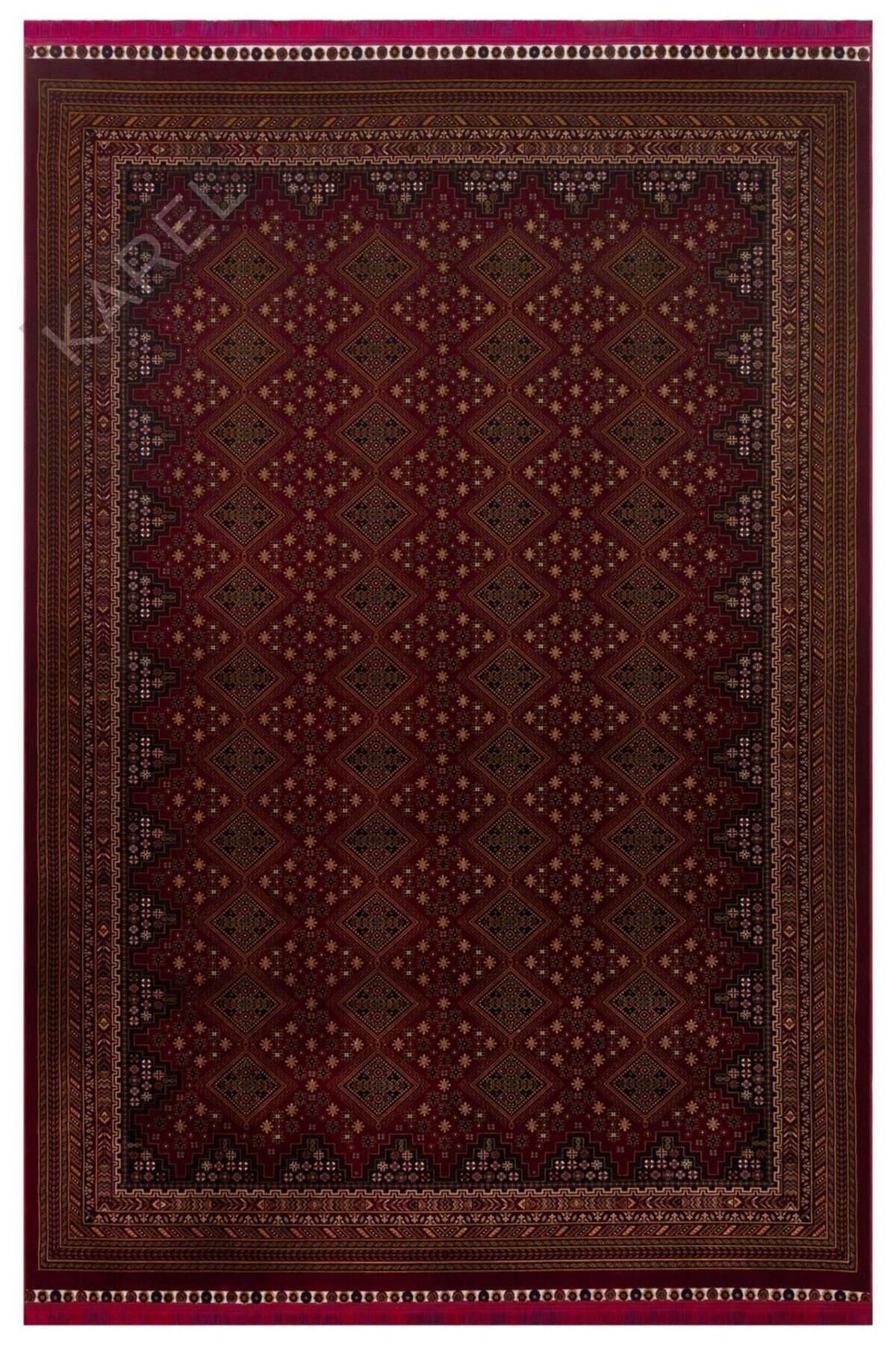 SATEEN AFGHAN SFG 01 RED Yıkanabilir Afgan Desenli Hav Toz Vermeyen Kaymaz Tabanlı Sık Dokuma Halı