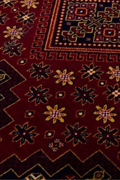 SATEEN AFGHAN SFG 01 RED Yıkanabilir Afgan Desenli Hav Toz Vermeyen Kaymaz Tabanlı Sık Dokuma Halı