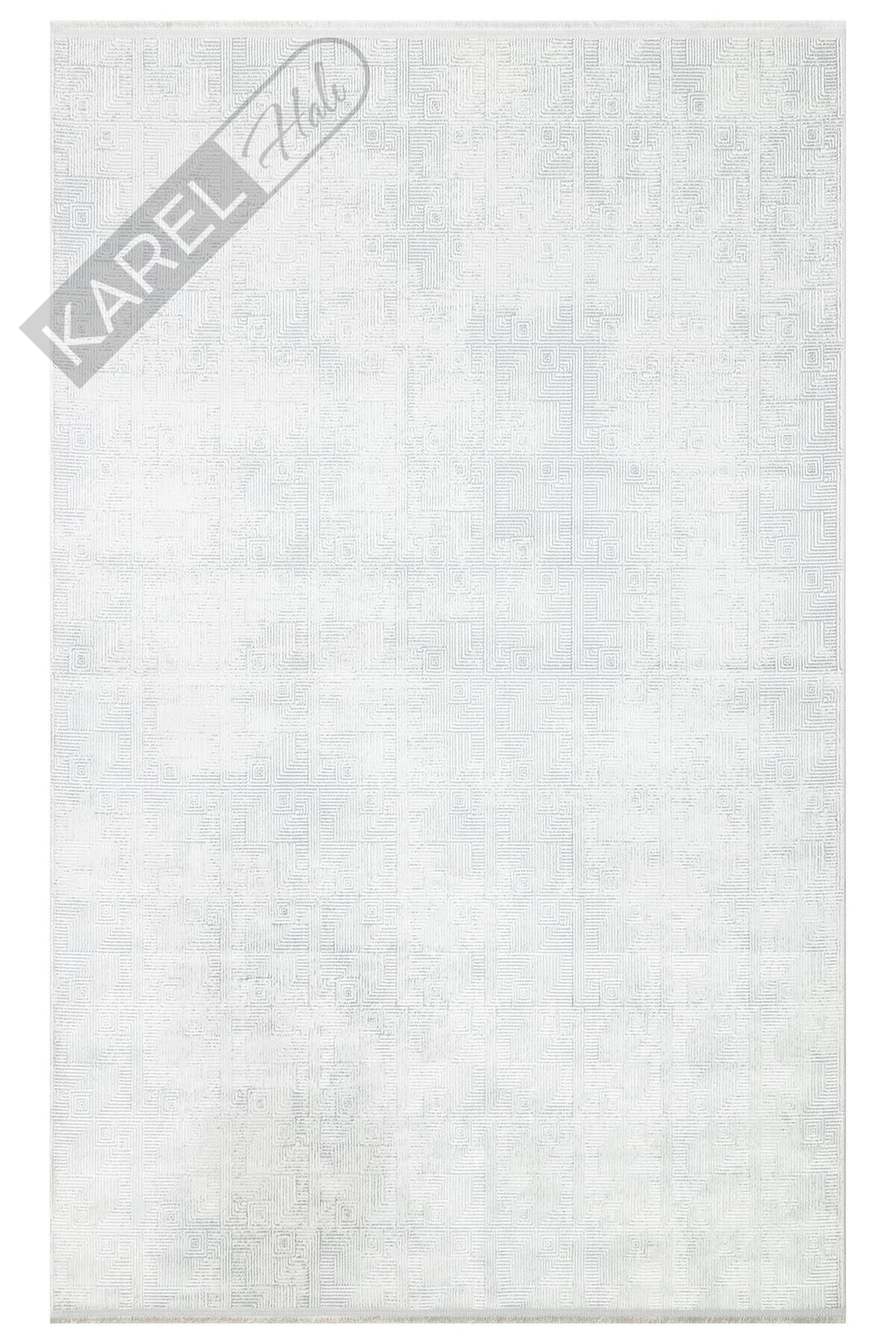 SATEEN ST 109 CREAM GREY Yıkanabilir Kaymaz Tabanlı Hav Vermez Sık Dokuma Modern Halı